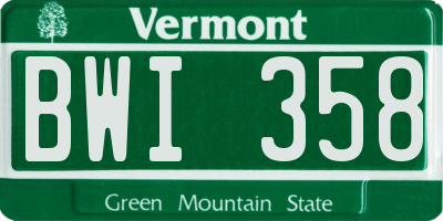 VT license plate BWI358