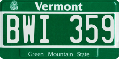 VT license plate BWI359