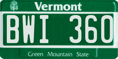 VT license plate BWI360