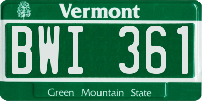 VT license plate BWI361