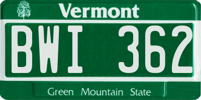 VT license plate BWI362