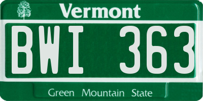 VT license plate BWI363