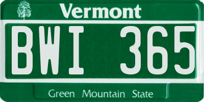 VT license plate BWI365