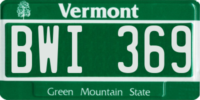 VT license plate BWI369