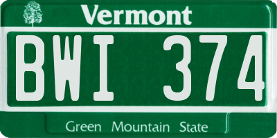 VT license plate BWI374