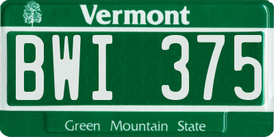 VT license plate BWI375