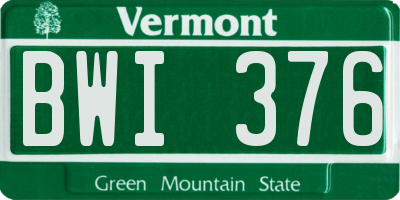 VT license plate BWI376