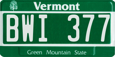 VT license plate BWI377