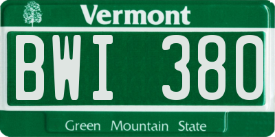 VT license plate BWI380