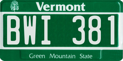 VT license plate BWI381