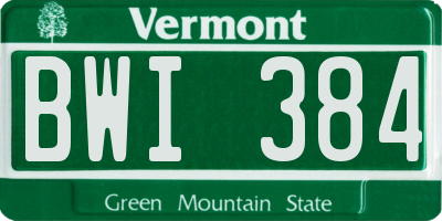 VT license plate BWI384
