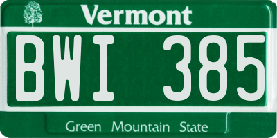 VT license plate BWI385