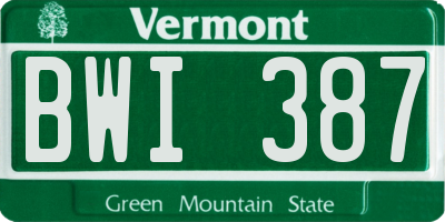 VT license plate BWI387