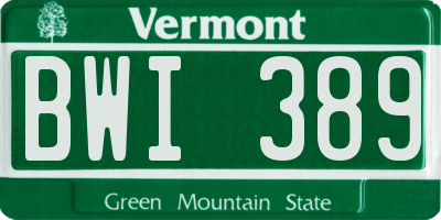 VT license plate BWI389