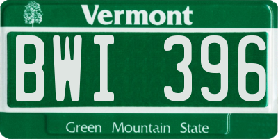 VT license plate BWI396