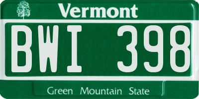 VT license plate BWI398