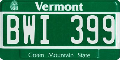 VT license plate BWI399