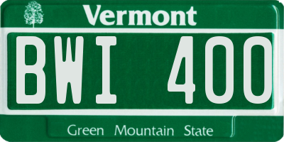 VT license plate BWI400