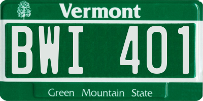 VT license plate BWI401