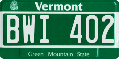 VT license plate BWI402
