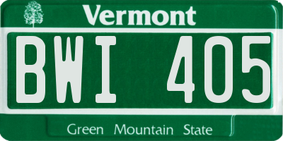 VT license plate BWI405