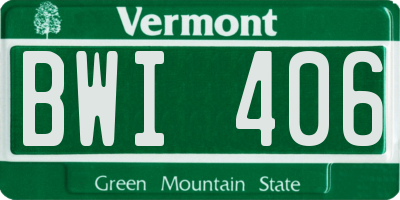 VT license plate BWI406