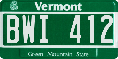 VT license plate BWI412