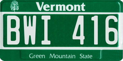 VT license plate BWI416