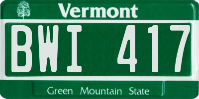 VT license plate BWI417
