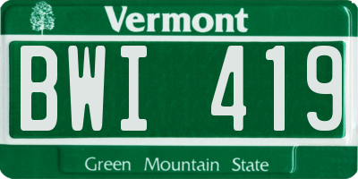VT license plate BWI419