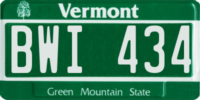 VT license plate BWI434