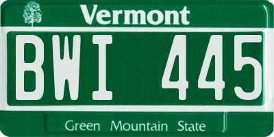 VT license plate BWI445