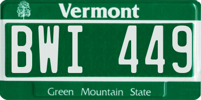 VT license plate BWI449