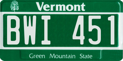 VT license plate BWI451