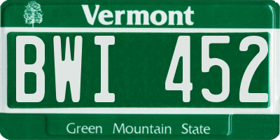 VT license plate BWI452