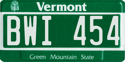 VT license plate BWI454