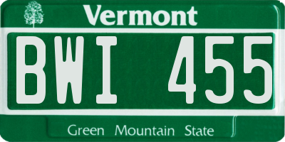 VT license plate BWI455
