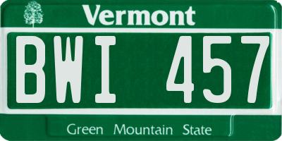 VT license plate BWI457