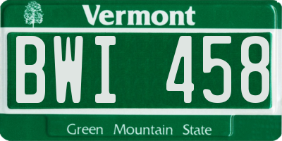 VT license plate BWI458