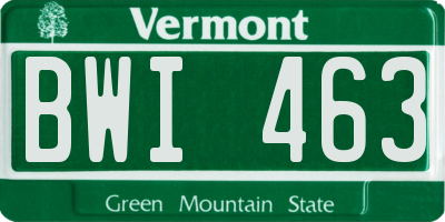 VT license plate BWI463