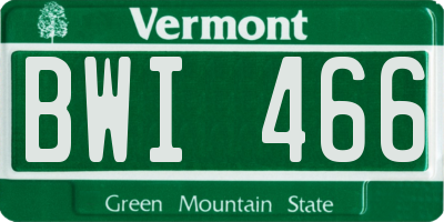 VT license plate BWI466