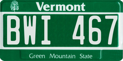 VT license plate BWI467