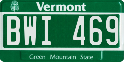 VT license plate BWI469