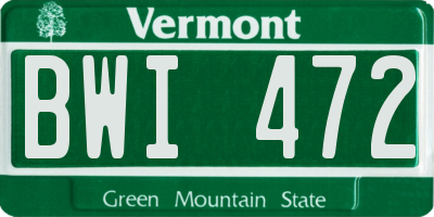 VT license plate BWI472