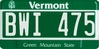 VT license plate BWI475