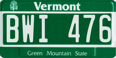 VT license plate BWI476