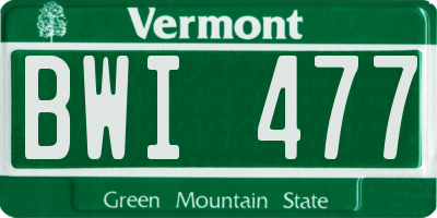 VT license plate BWI477