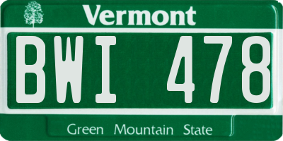 VT license plate BWI478