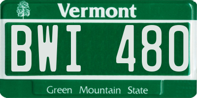 VT license plate BWI480