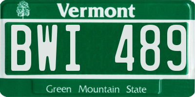 VT license plate BWI489